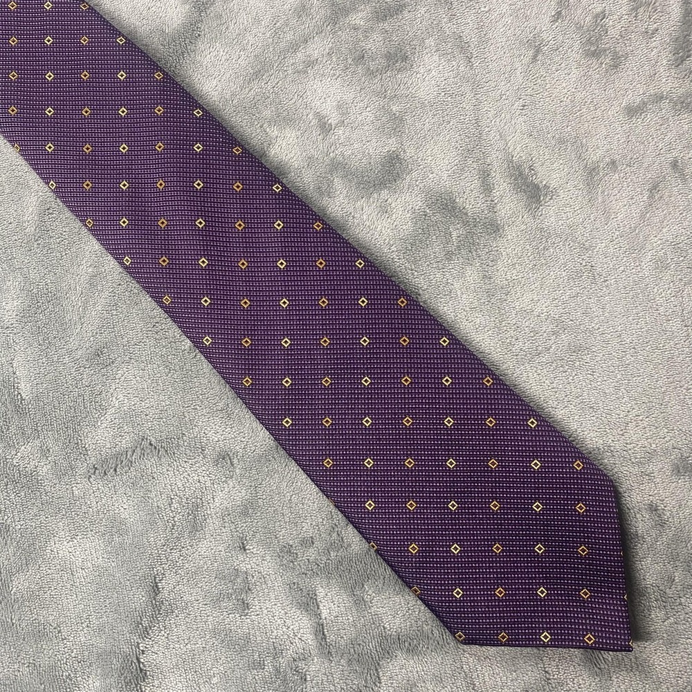 David Donahue Tie Mens One Size Purple 100% Silk Geometric Classic Woven Necktie